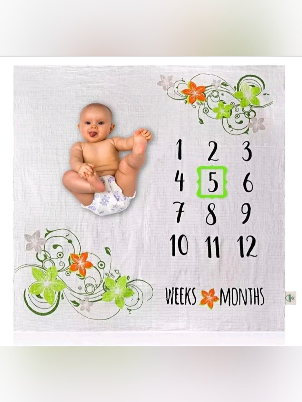 GREENER BABY Organic Bamboo Cotton Blanket Photo Prop